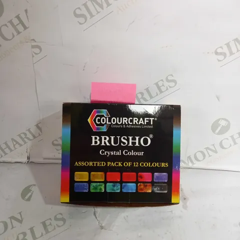 BRUSHO BY COLOURCRAFT BRU85000 CRYSTAL COLOUR ASSORTED PACK OF 12 COLOURS - MISSING SCARLET YELLOW