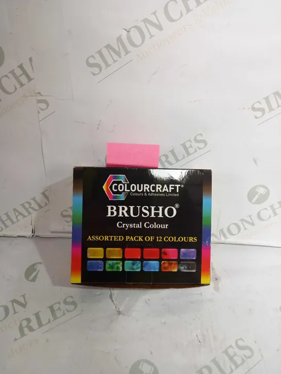 BRUSHO BY COLOURCRAFT BRU85000 CRYSTAL COLOUR ASSORTED PACK OF 12 COLOURS - MISSING SCARLET YELLOW