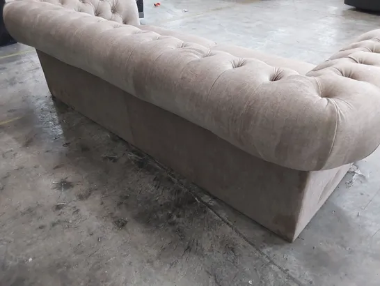 DESIGNER THREE SEATER CHESTERFIELD SOFA MINK PLUSH FABRIC 