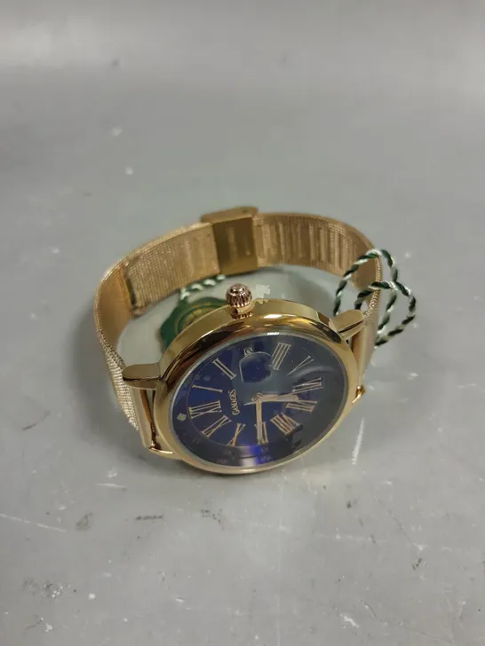 GAMAGES LONDON LADIES SOPHISTICATED ROSE BLUE DIAL WATCH 