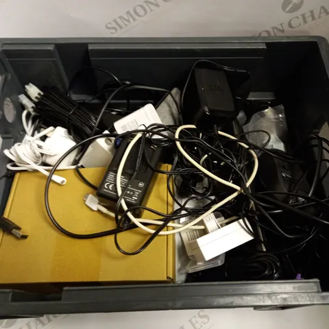 BOX OF APPROX 10 ITEMS INCLUDING ASSORTED POWER CABLES FOR VARIOUS ITEMS INCLUDING SKY BOX