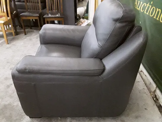 QUALITY ITALIAN DESIGNER PARMA NEW ELECTRIC RECLINER CHAIR -  DARK GREY LEATHER