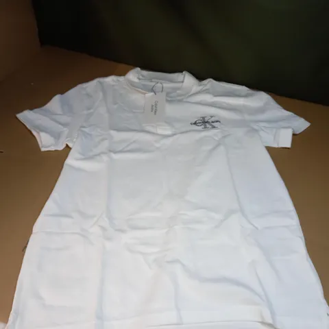 CALVIN KLEIN JEANS WHITE POLO SHIRT - SIZE L REGULAR FIT