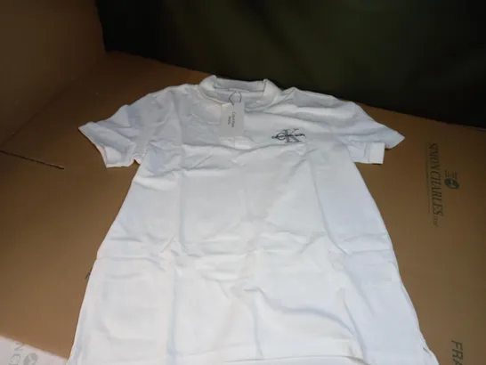 CALVIN KLEIN JEANS WHITE POLO SHIRT - SIZE L REGULAR FIT