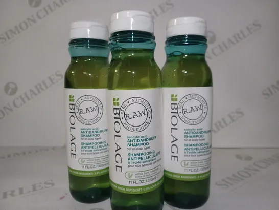 LOT OF 4 X 325ML BIOLAGE R.A.W. ANTIDANDRUFF SHAMPOO