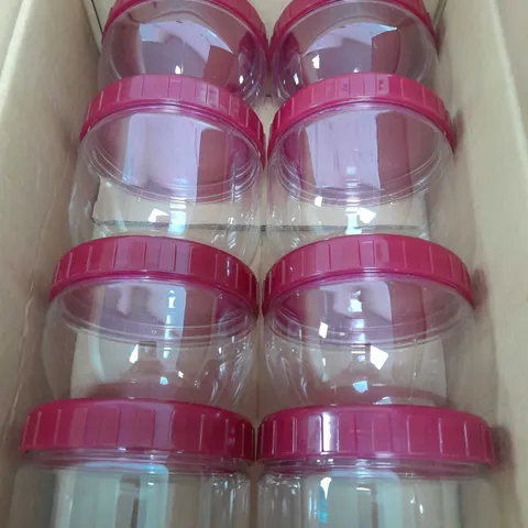 SET OF 8 PLASTIC SCREW LID FOOD CONTAINERS