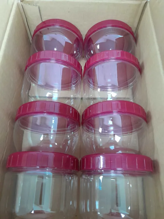 SET OF 8 PLASTIC SCREW LID FOOD CONTAINERS