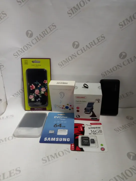 LOT TO CONTAIN APPROX. 7 X ASSORTED ELECTRONIC PRODUCTS, INCLUDES EAR PHONES, POWER BANK & PHONE CASE 