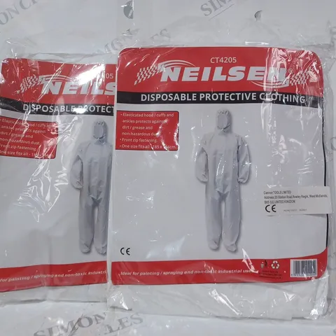 BOX OF APPROXIMATELY 10 NEILSEN DISPOSABLE PROTECTIVE CLOTHING IN WHITE CT4205 - ONE SIZE FITS ALL