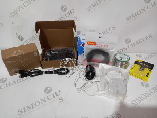 APPROXIMATELY 30 ASSORTED HOUSEHOLD ITEMS TO INCLUDE SOLDER WIRE, WIRED DELL MOUSE, CHARGING CABLE, ETC