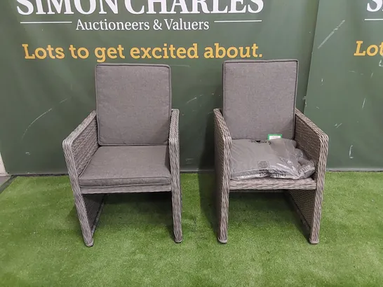 SET OF 2 DESIGNER GREY RATTAN CUBE CHAIRS WITH CUSHIONS 