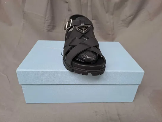 BOXED PAIR OF PRADA SANDALS IN BLACK EU SIZE 39