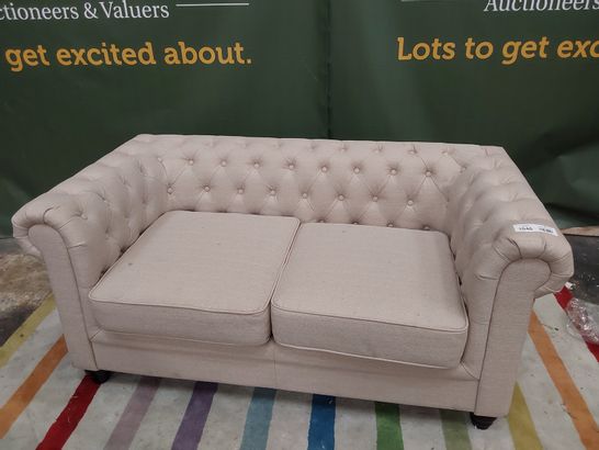 DESIGNER NATURAL FABRIC TWO SEATER CHESTERFIELD SOFA 