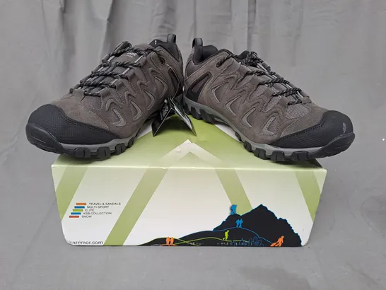 BOXED PAIR OF KARRIMOR SUPA 5 HIKING SHOES IN GREY UK SIZE 10.5