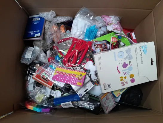 LARGE BOX OF ASSORTED TOYS AND GAMES TO INCLUDE TEDDIES, HOT WHEELS AND CARD GAMES