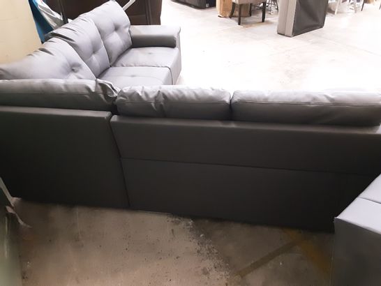 DESIGNER GREY LEATHER 4-SEATER CORNER SOFA