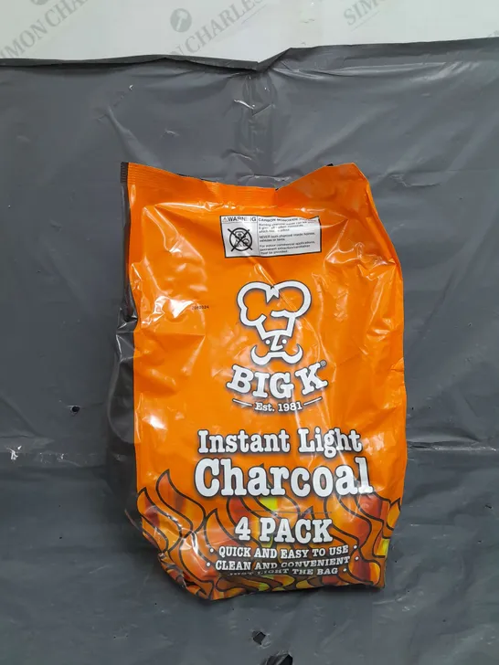 BIG K INSTANT LIGHTING CHARCOAL BAGS 4 X 1KG