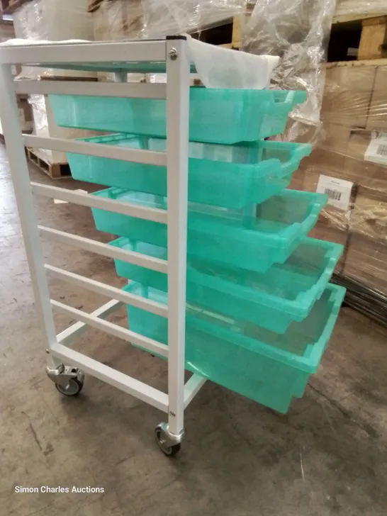 WHEELED TROLLEY WITH 5 TRAYS