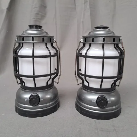 BOXED SET OF 2 HANGING BATTERY LANTERNS 