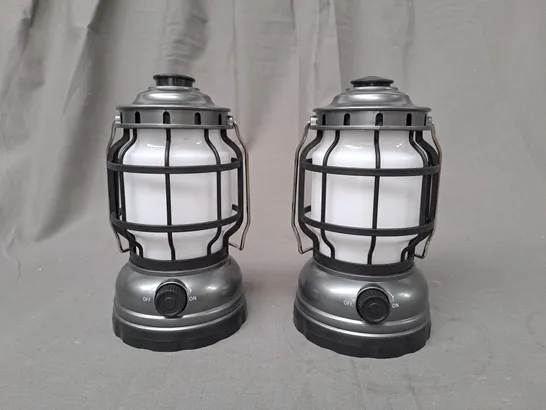 BOXED SET OF 2 HANGING BATTERY LANTERNS 