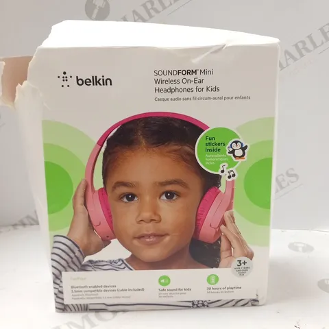 BOXED BELKIN SOUNDFORM MINI WIRELESS ON EAR HEADPHONES FOR KIDS