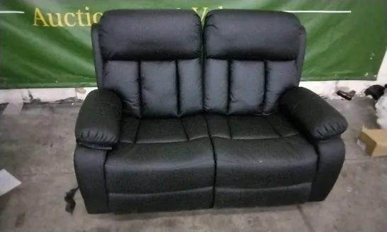 QUALITY DESIGNER BLACK LEATHER MANUAL RECLINER 2 SEATER SOFA