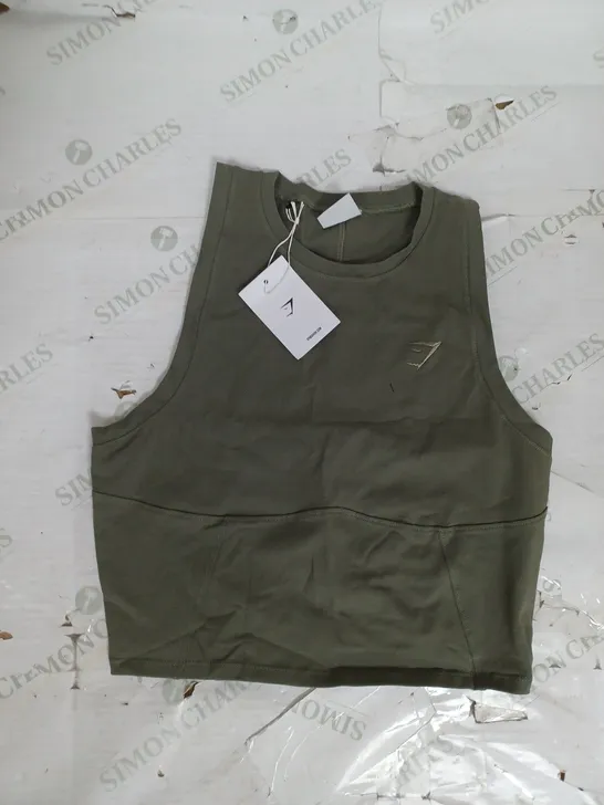 GYMSHARK REST DAY COTTON CONTOUR TANK IN GREEN SIZE L