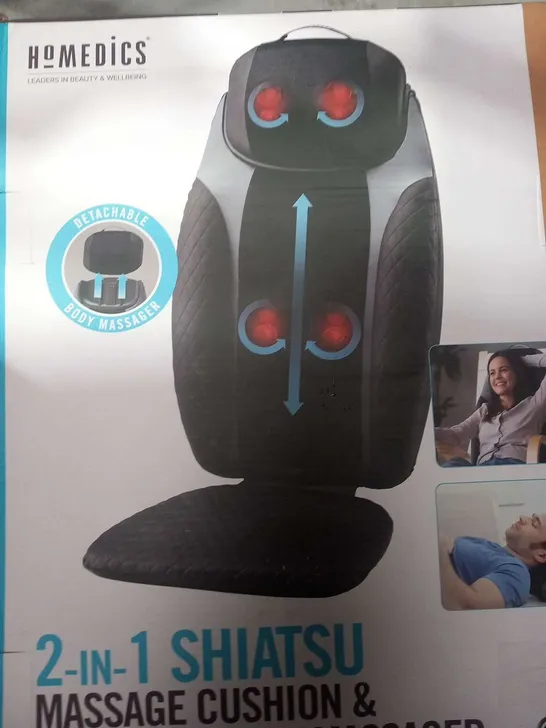 BOXED HOMEDICS 2 IN 1 SHIATSU MASSAGE CUSHION AND CORDLESS BODY MASSAGER