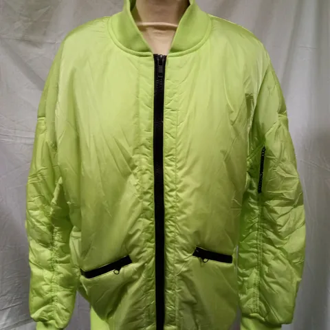 BRAND NEW KOI MESSAGES UNISEX BOMBER JACKET, LIME GREEN - MEDIUM