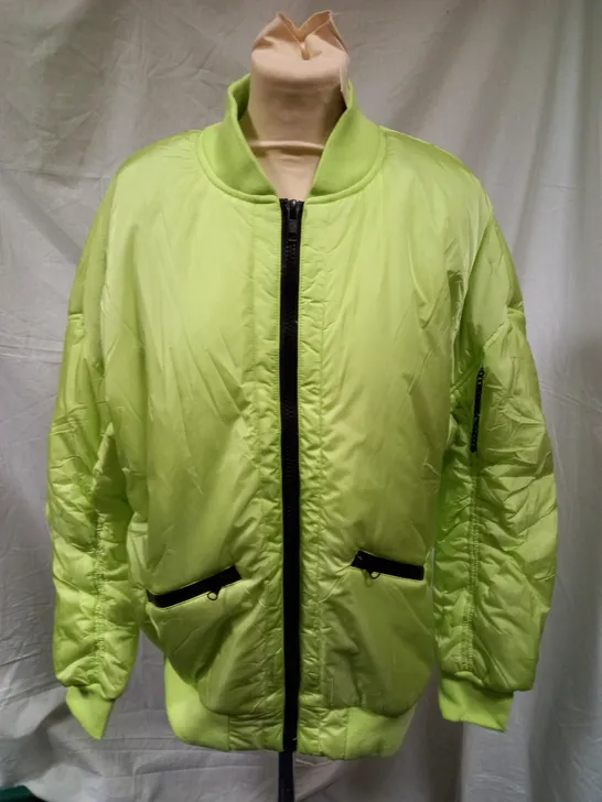 BRAND NEW KOI MESSAGES UNISEX BOMBER JACKET, LIME GREEN - MEDIUM