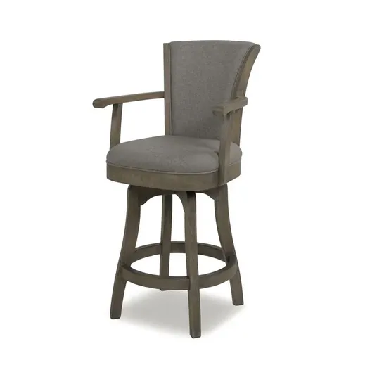 BOXED SWIVEL UPHOLSTERED 78.74CM COUNTER STOOL - GREY (1 BOX)