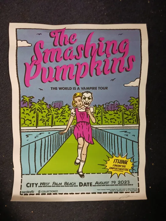 SIGNED LIMITED EDITION THE SMASHING PUMPKINS THE WORLD IS A VAMPIRE TOUR POSER ART PRINT (2/50)