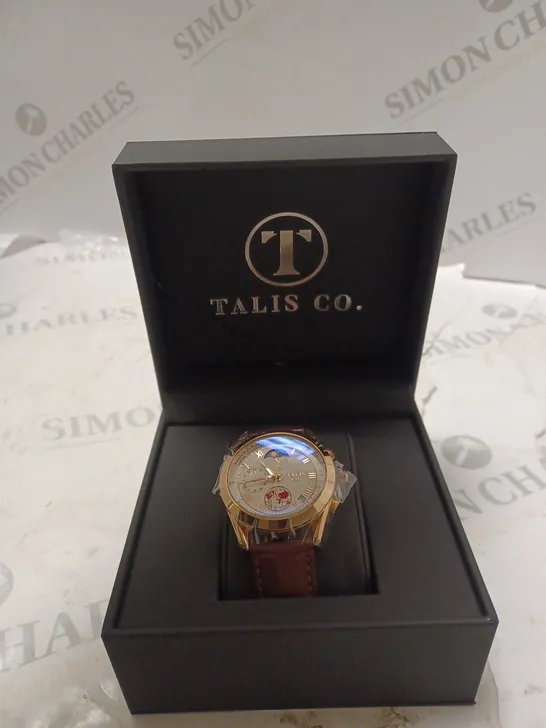 MENS TALIS CO 7120 CHRONOGRAPH WATCH – MOON PHASE MOVEMENT – GENUINE LEATHER STRAP