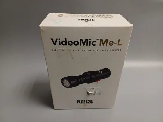 BOXED RODE LIGHTNING CONNECTOR VIDEOMIC ME-L DIRECTIONAL MICROPHONE