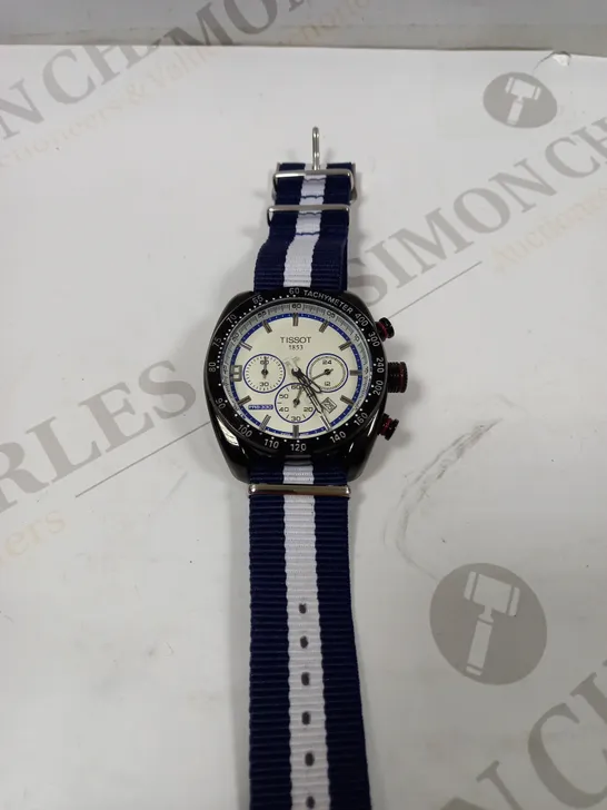 TISSOT BLUE/WHITE FABRIC STRAP CHRONOGRAPH WATCH