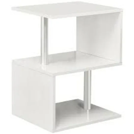 BOXED BEDSIDE S SHAPE END SIDE TABLE - WHITE