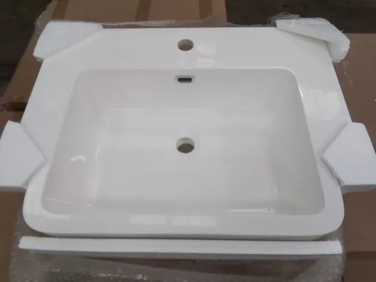 BOXED AS NEW VELDEAU ARNO 600MM SEMI RECESSED CAST BASIN IN WHITE