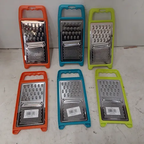 LARGE QUANTITY OF BRAND NEW PLASTIC FLAT GRATERS ASSORTED COLOURS