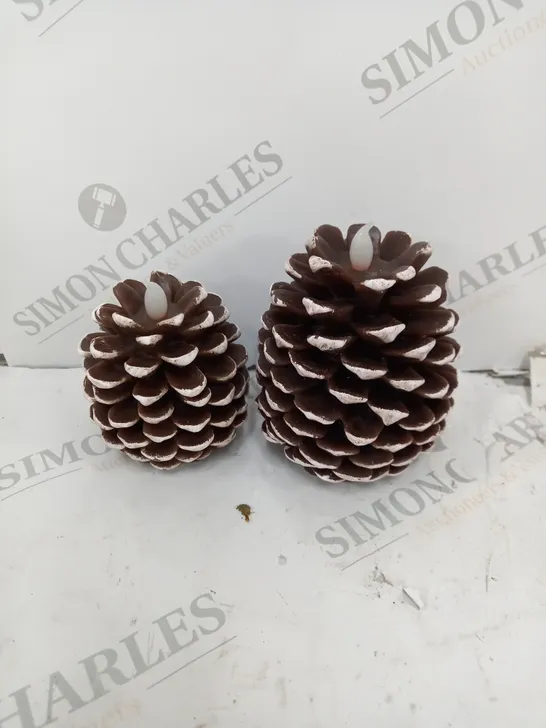 HOME REFLECTIONS SET OF 2 PINECONE FLAMELESS CANDLES