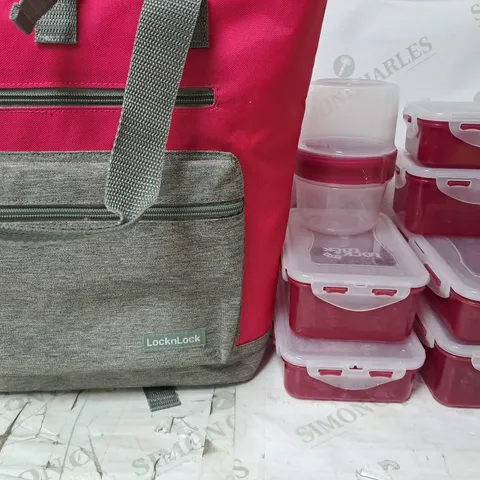 LOCK & LOCK COOLER TOTE WITH 7 PIECE CONTAINERS