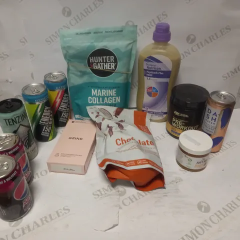 BOX OF ASSORTED FOOD PRODUCTS - INCLUDING SWEETS AND DRINKS