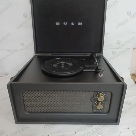 BOXED BUSH CLASSIC WOODEN TURNTABLE WITH LEGS IN BLACK