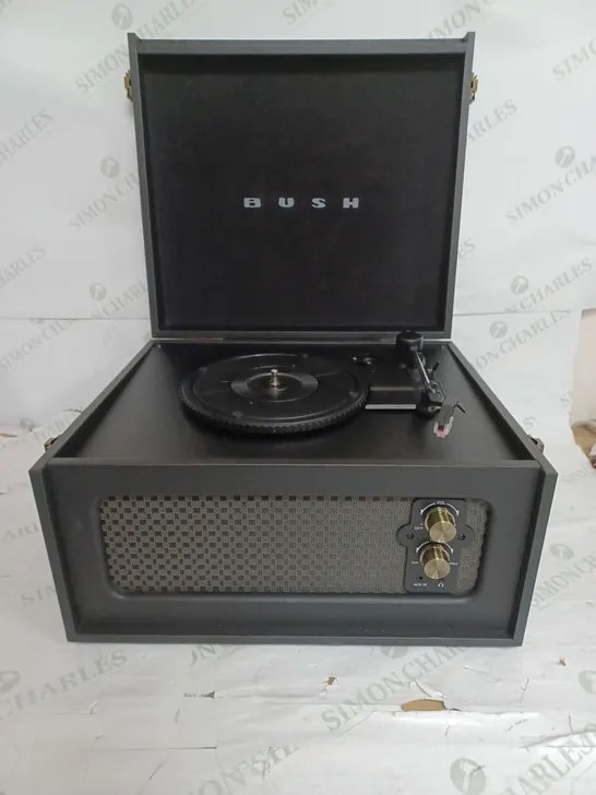 BOXED BUSH CLASSIC WOODEN TURNTABLE WITH LEGS IN BLACK