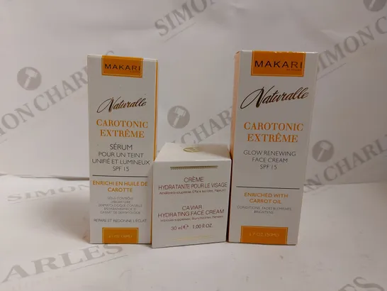 3 MAKARI ITEMS TO INCLUDE CAVIAR HYDRATING FACE CREAM, GLOW RENEWING SERUM AND FACE CREAM