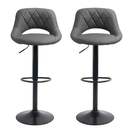 BOXED SET OF 2 NEO GREY FAUX LEATHER BAR STOOLS 