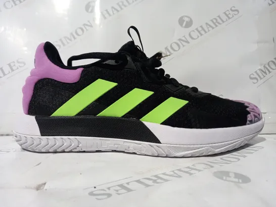 PAIR OF ADIDAS SOLEMATCH CONTROL SHOES IN BLACK/GREEN/PURPLE UK SIZE 8.5