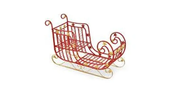 BOXED COSTWAY RED SANTA SLEIGH WITH LARGE CARGO AREA FOR GIFTS AND GOLDEN STARS