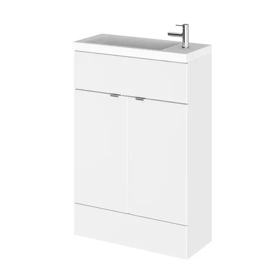 BOXED FUSION - GLOSS WHITE 605MM FREE-STANDING VANITY UNIT (2 BOXES)