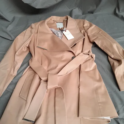 TED BAKER LONDON SIZE 3 BROWN TAN WRAP TRENCH COAT 