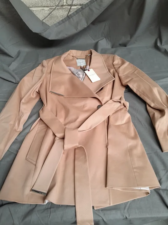 TED BAKER LONDON SIZE 3 BROWN TAN WRAP TRENCH COAT 